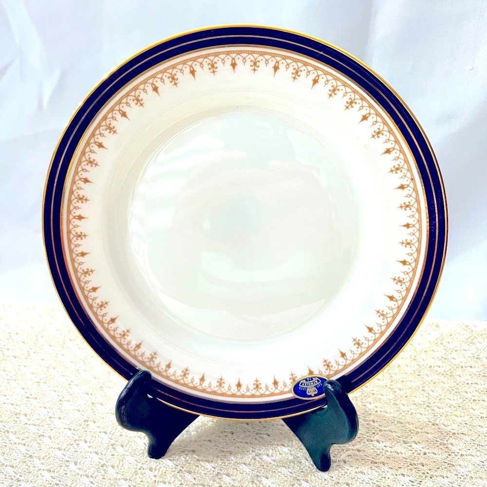 3 PC Aynsley Leighton 1646 England Cobalt Blue & Gold plates. Brand NEW.
